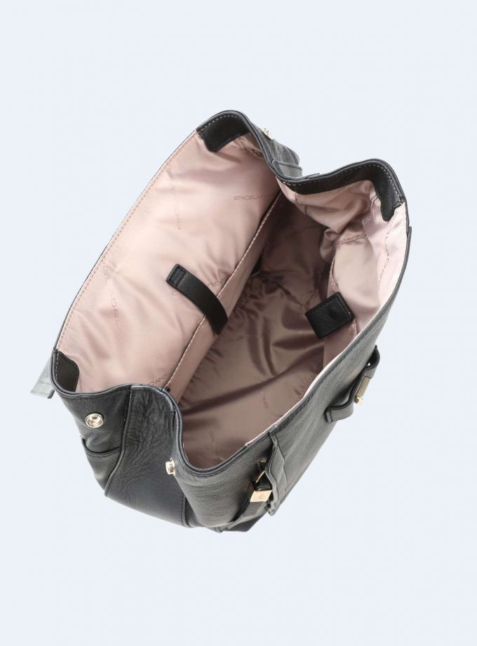 Zaino in pelle con patta Circle - Nero | Piquadro