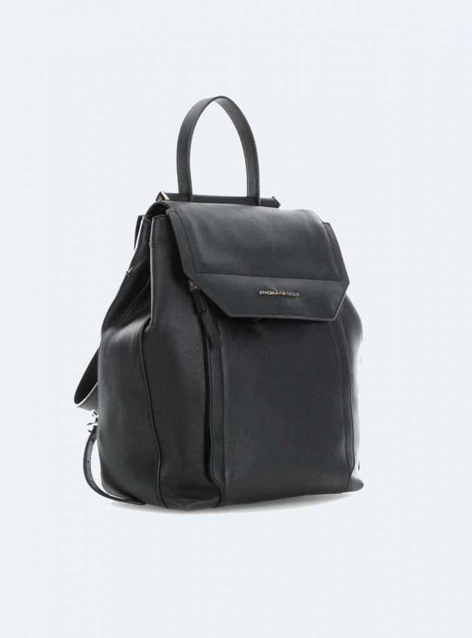 Zaino in pelle con patta Circle - Nero | Piquadro